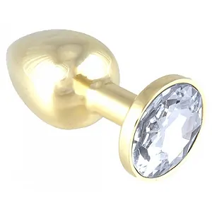 Anal Plug Metal With Crystal Rimba Auriu pe Vibreaza.ro