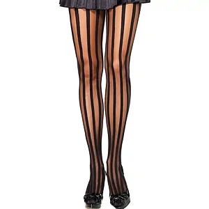 Dresuri Leg Avenue Vertical Stripe Pantyhose Negru pe Vibreaza.ro