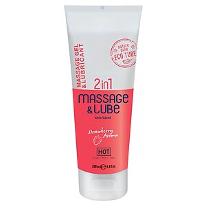 Gel HOT 2in1 Masaj Si Lubrifiant Capsuni pe Vibreaza.ro