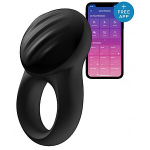 Inel Penis Cu Vibratii Signet Satisfyer Negru pe Vibreaza.ro