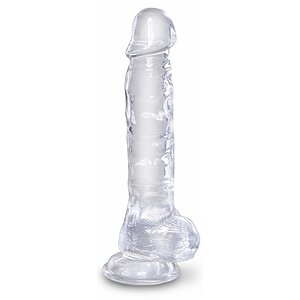 King Penis Clear Dildo Transparent Realistic Cu Testicule pe Vibreaza.ro