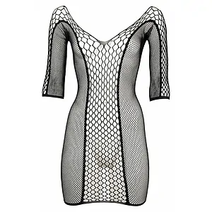 Le Desir Duo Net Sleeved Mini Dress Negru pe Vibreaza.ro