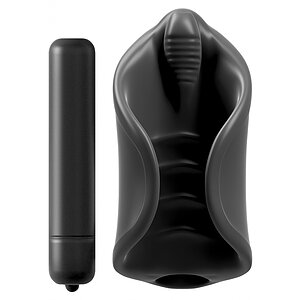 Masturbator Elite Vibrating Silicone Stimulator Negru pe Vibreaza.ro