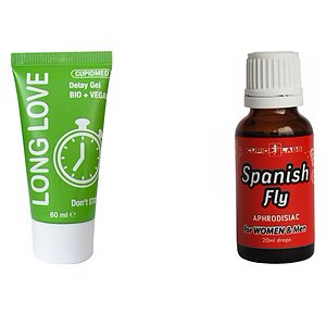 Pachet Gel Ejaculare Precoce Long Love + Picaturi Afrodisiace Spanish Fly 20ml pe Vibreaza.ro