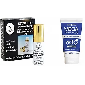 Pachet Spray Stud 100 Original Si Gel Marire Penis Mega Penis Plus 65ml pe Vibreaza.ro