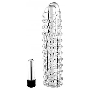 Prelungitor Penis Silikon Vibro Sleeve Transparent pe Vibreaza.ro