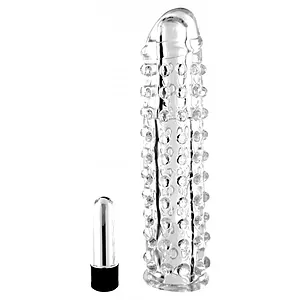 Prelungitor Penis Silikon Vibro Sleeve Transparent pe Vibreaza.ro