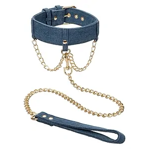 Ride Em Denim Collar and Leash Albastru pe Vibreaza.ro