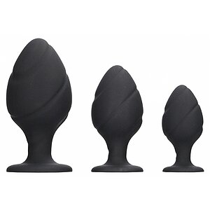 Set Anal Plug Swirled Negru pe Vibreaza.ro