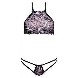 Set Barely Bare Dual Strap Panty Bralette Negru pe Vibreaza.ro