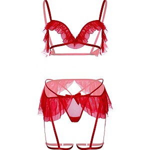 Set Leg Avenue Bralette Rosu pe Vibreaza.ro