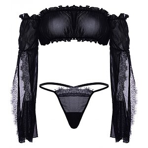 Set Leg Avenue Mesh Bandeau Negru pe Vibreaza.ro