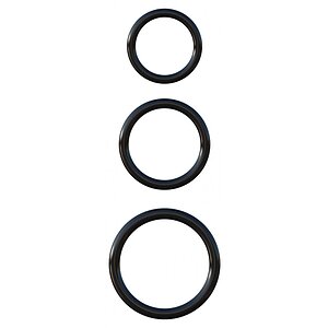 Silicone 3-Ring Stamina Set Negru pe Vibreaza.ro