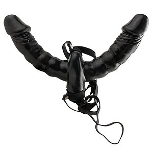 Strap-On Cu Vibratii Double Delight Negru pe Vibreaza.ro