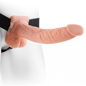 Strap On Unisex Hollow cu Testicule pe Vibreaza.ro