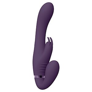 Suki Vibrating Strapless Strap-on Rabbit Mov pe Vibreaza.ro