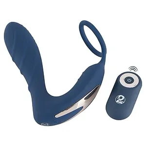 Vibrating Prostate Plug with Ring Albastru pe Vibreaza.ro