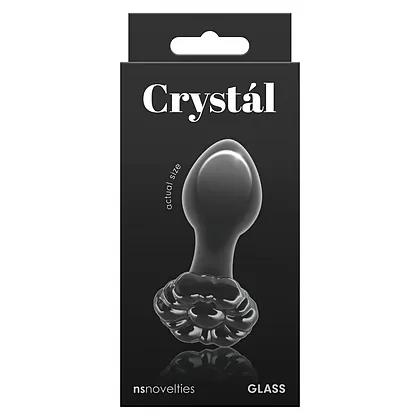 Anal Plug Crystal Flower Negru