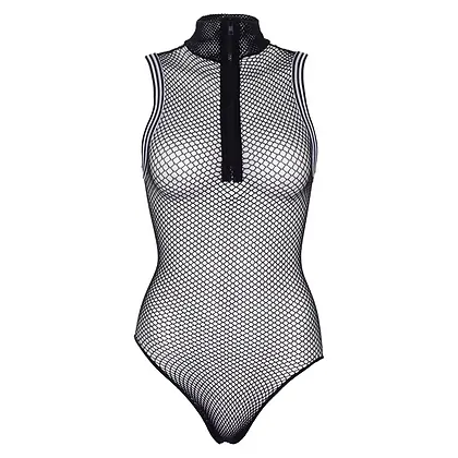 Body Leg Avenue Zip Up Fishnet Negru XS-L