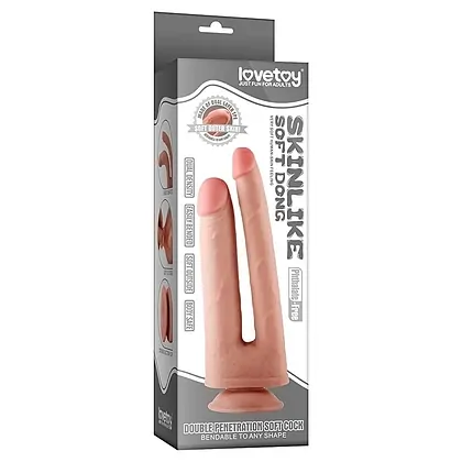 Dildo Dublu Cu Ventuza Skinlike Soft