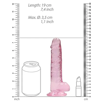 Dildo Realistic Cu Testicule 19cm Roz