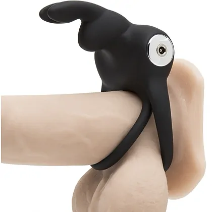 Happy Rabbit - Stimulating USB Rechargeable Rabbit Love Ring Negru