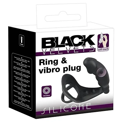 Inel Cu Anal Plug Black Velvets Negru