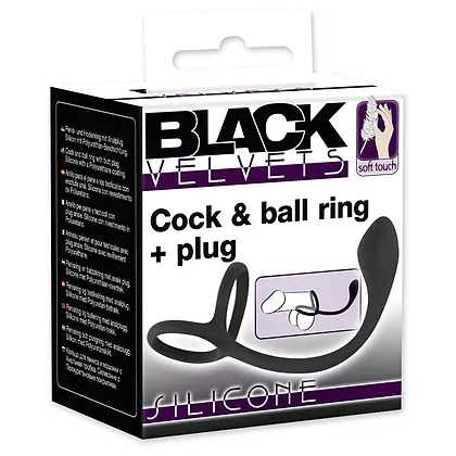 Inel Penis Black Velvets 3 In 1 Negru