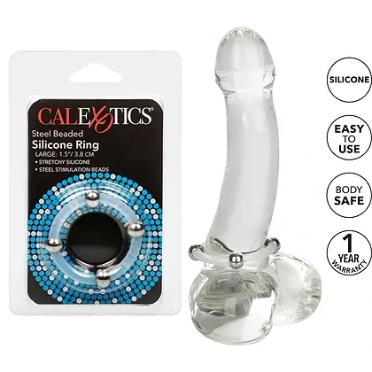 Inel Penis Steel Beaded Silicone Transparent