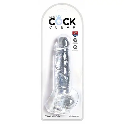 King Penis Clear Dildo Transparent Realistic Cu Testicule