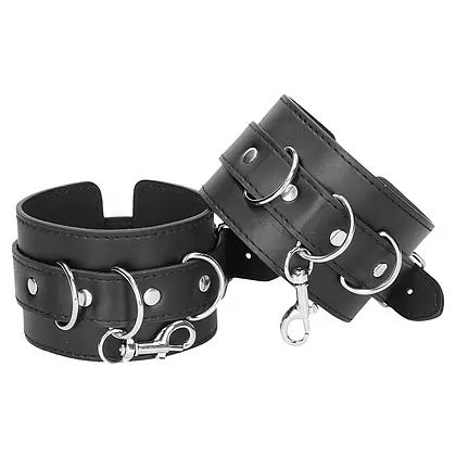 Leather Hand And Legcuffs Negru