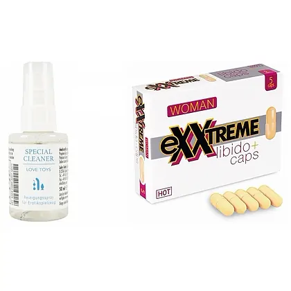 Pachet Capsule Femei eXXtreme Libido Afrodisiac 5buc + Special Cleaner Love Toys 50ml