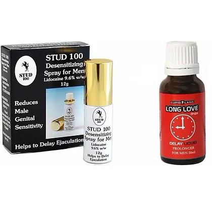 Pachet Spray Stud 100 Original + Picaturi Ejaculare Precoce Long Love 20ml