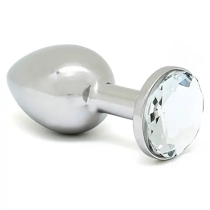 Plug Anal Small Metal With Crystal Argintiu