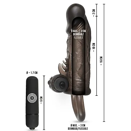 Prelungitor Penis Cu Vibrator Rebel Slim Fit Negru