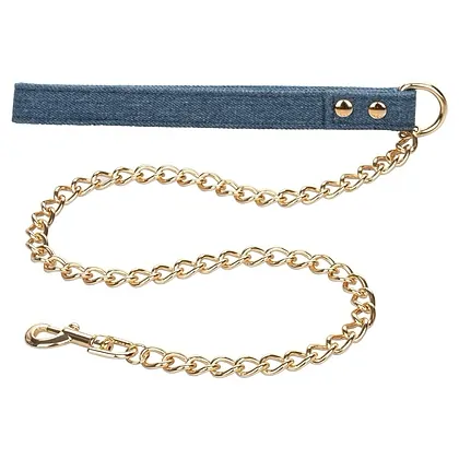 Ride Em Denim Collar and Leash Albastru