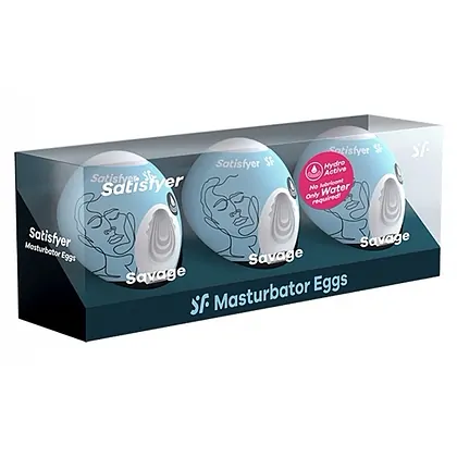 Satisfyer Masturbator Egg 3er Set Savage Albastru