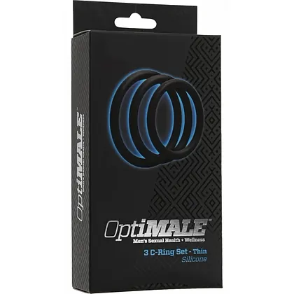 Set 3 Inele Penis OptiMALE C-Ring Thin Negru