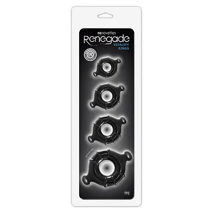 Set 4 Inele Penis Renegade Vitality Rings Negru