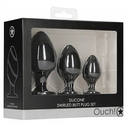 Set Anal Plug Swirled Negru