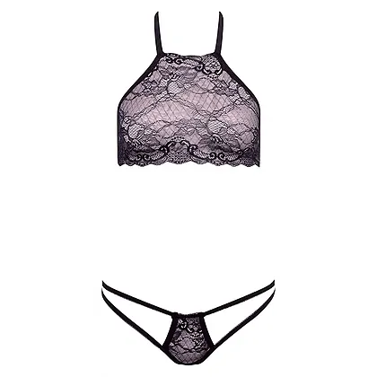 Set Barely Bare Dual Strap Panty Bralette Negru S-L