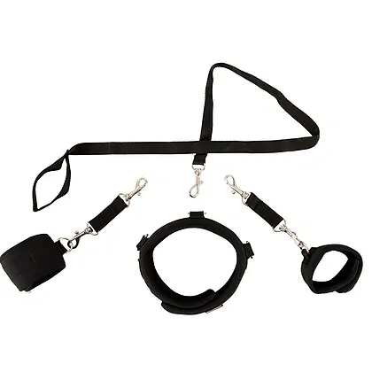 Set Collar With Cuffs And Leash Negru