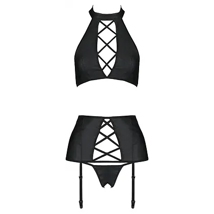 Set Din Piele Passion Nancy Negru L-XL