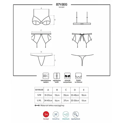 Set Obsessive 871-SEG Alb L-XL