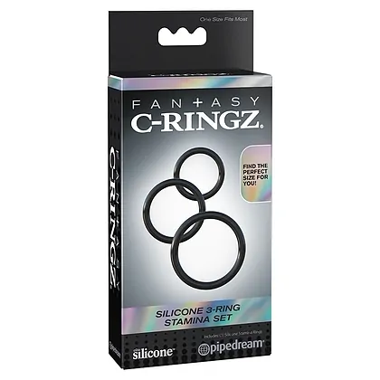 Silicone 3-Ring Stamina Set Negru