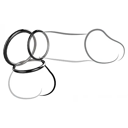 Silicone 3-Ring Stamina Set Negru