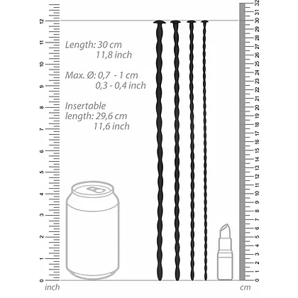 Silicone Spiral Plug Set Advanced Urethral Sounding Negru