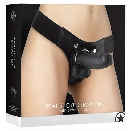 Strap-On Realistic - 8 Inch Negru