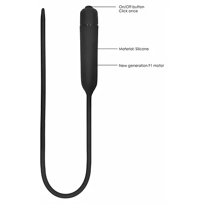 Vibrating Plug Extra Long Urethral Sounding Negru