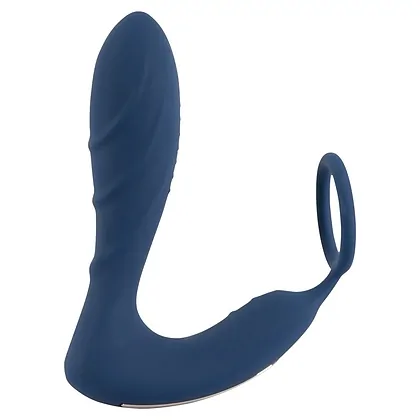 Vibrating Prostate Plug with Ring Albastru